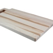 Unique cutting board with handle and round edges, made from hardwood maple.