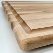 Wood Cutting Board with Juice Groove close up.