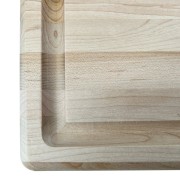 Wood Cutting Board with Juice Groove close up of corner. Made from hardwood maple