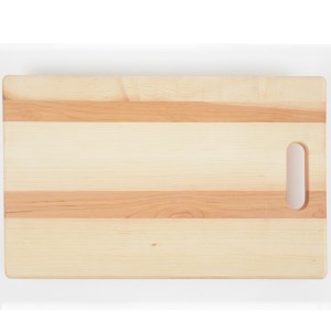 Wood cutting board with a handle