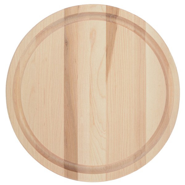 This small round cutting board with juice groove is 100% rich Canadian maple